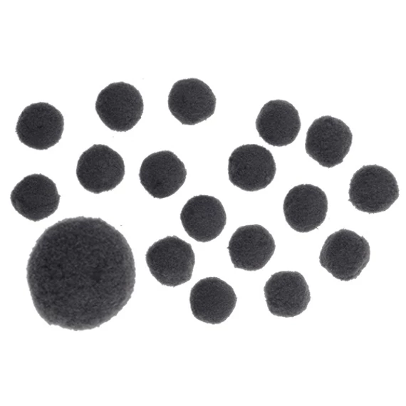 Pompon 2,5 cm , 18 db - fekete