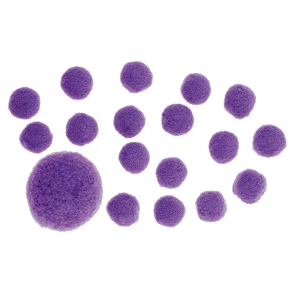 Pompon 2,5 cm  18 db - lila