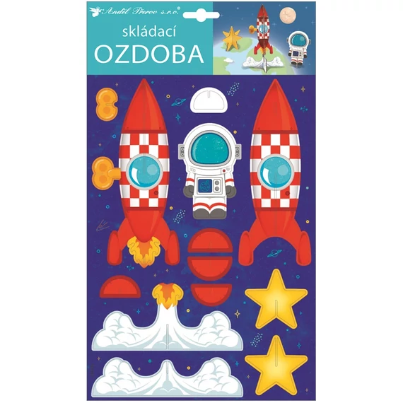 3D rakéta kartonból, 21 x 36,5 cm
