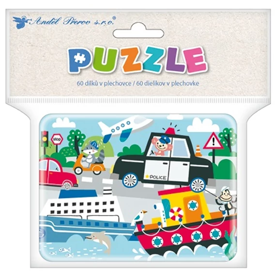 Puzzle 12,5 x 9 x 4,5 cm, 60 db, szállítás  fém dobozban