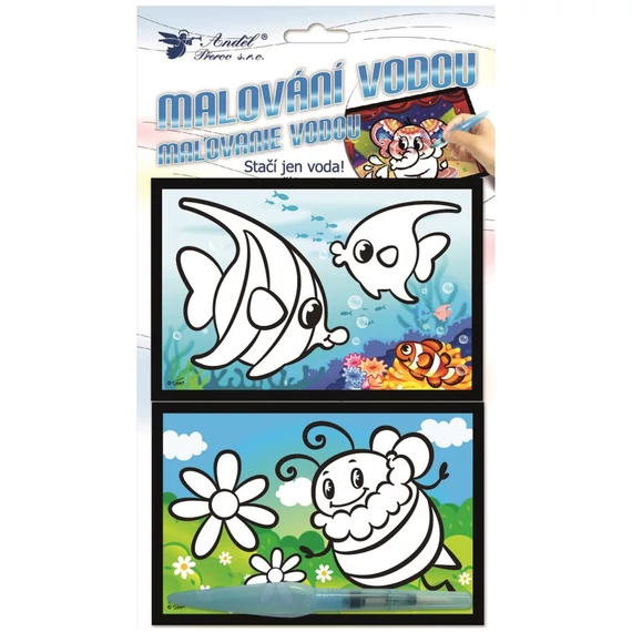 Mágikus festés víztartályos ecsettel 20 x 15 cm, 2 kép a csomagban