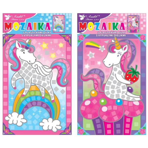 Mozaik kirakós kép 17 x 31 cm,   3D egyszarvú / 1 db