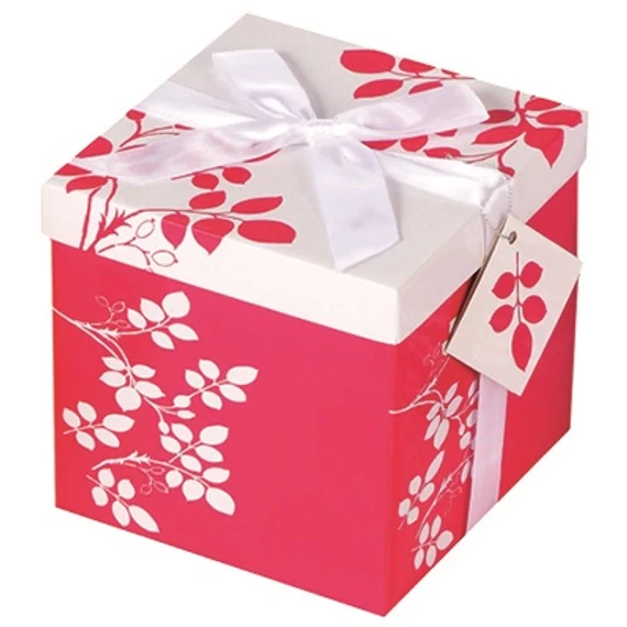 Összecsukható papír ajándékdoboz M 15 x 15 x 15  cm masnival