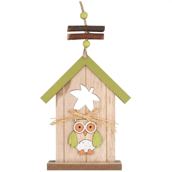 Felakasztható fa madáretető 15 cm - zöld 12x15x0,5cm