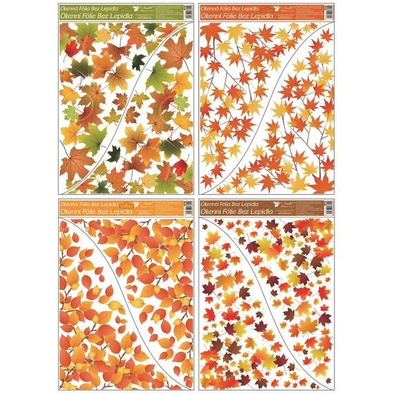 Ragasztómentes ablakmatrica  42x30  cm - Őszi levelek minta
