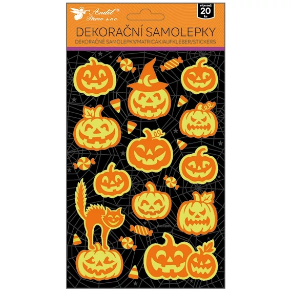 Matrica  14,5 x 25 cm  -  Halloween tökök sötétben világít