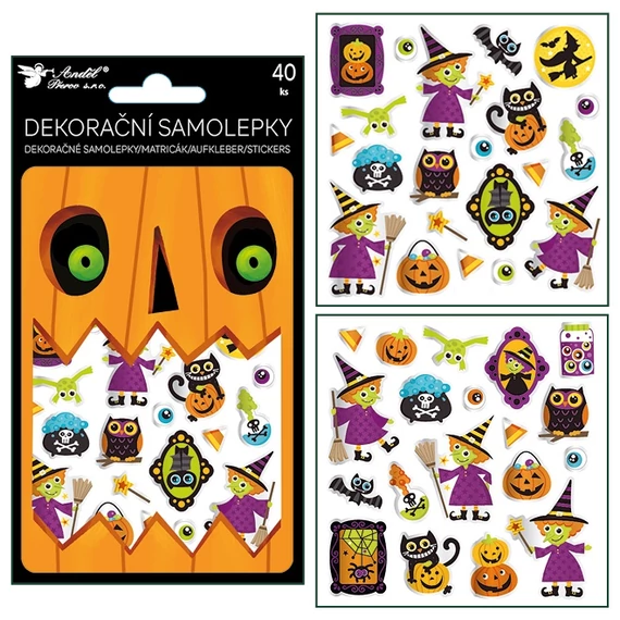 Öntapadó plasztik matrica  Halloween 40 db, 10,5 x 18 cm