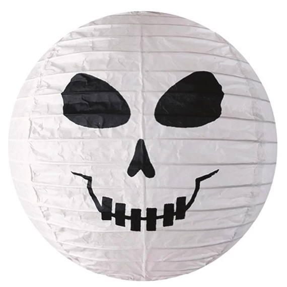 Fehér kerek lampion 25 cm koponya