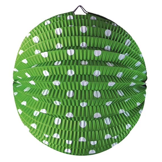 Zöld pöttyös lampion 25 cm