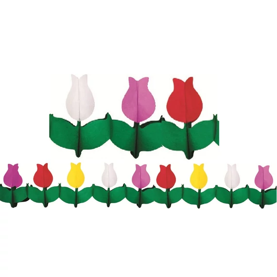 Papír girland - Tulipánok  400 x 21 cm