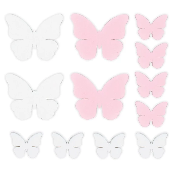 Fa pillangók mix méret 2,5-4,5 cm, 12 db