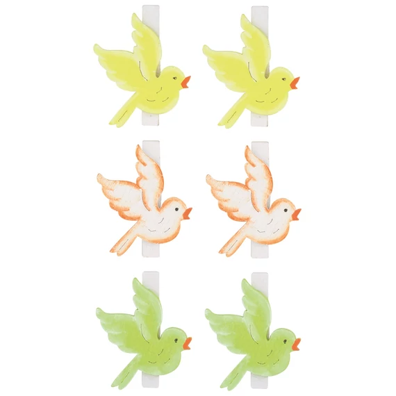 Fa madarak csipeszen 4,5 cm, 6 db