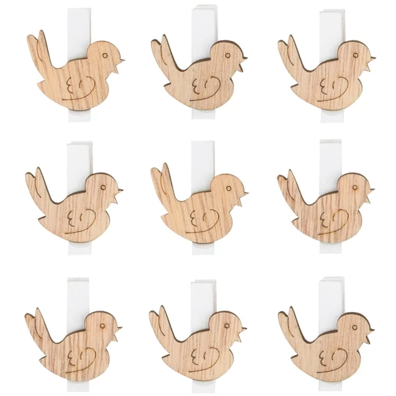 Fa madarak csipeszen 3,5 cm, 9 db