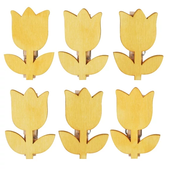 Fa tulipánok csipeszen 4 cm, 6 db