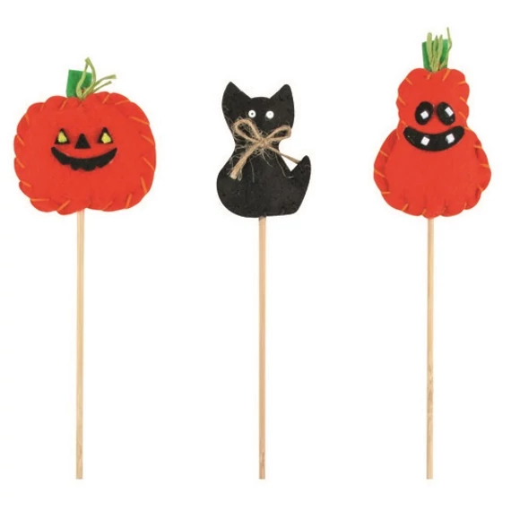Filc Halloween figurák pálcán 6 cm