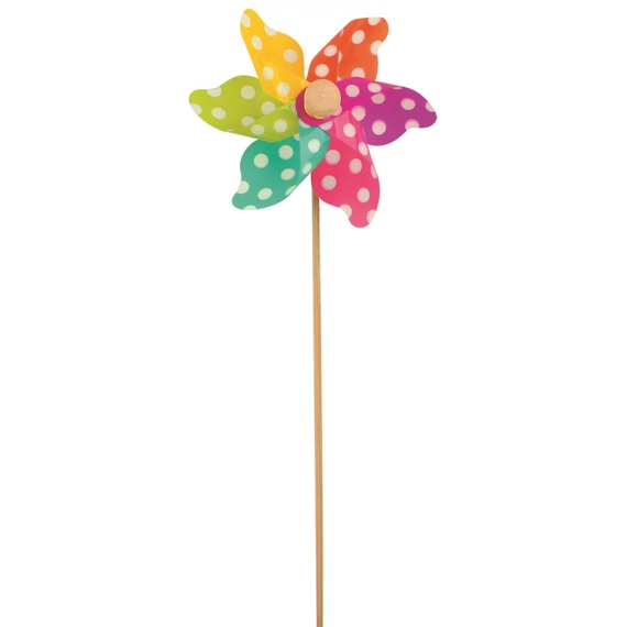 Színes szélforgó pöttyökkel, 10 cm + pálca