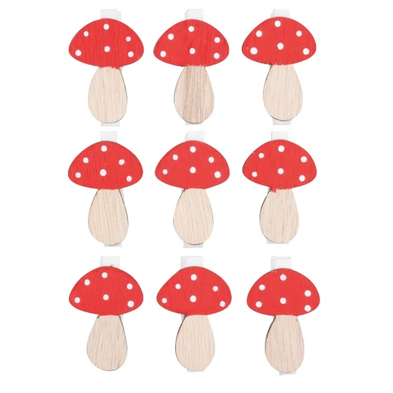 Fa gombák csipeszen 4,5 cm, 9 db