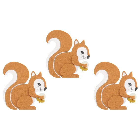 Filc mókusok csipeszen, 8 cm, 3 db