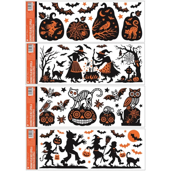 Csillámos ablakmatrica ragasztó nélkül 59 x 21 cm - Halloween