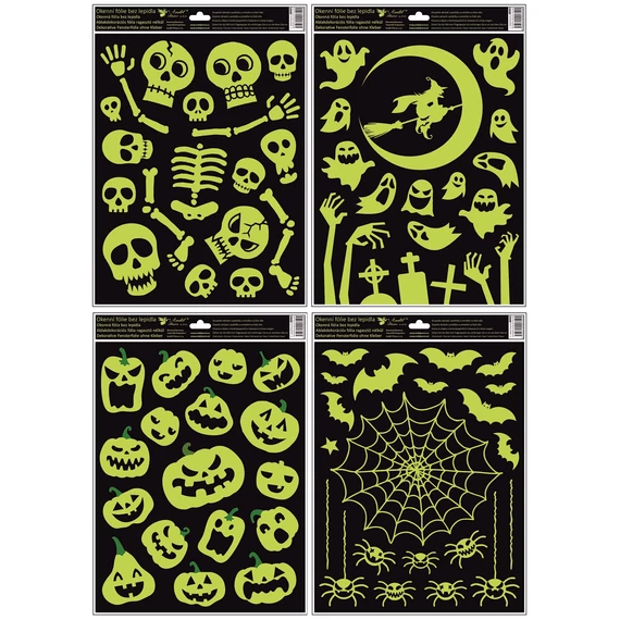 Ragasztó nélküli ablakmatrica sötétben világító Halloween 30 x 42 cm/ 1 db