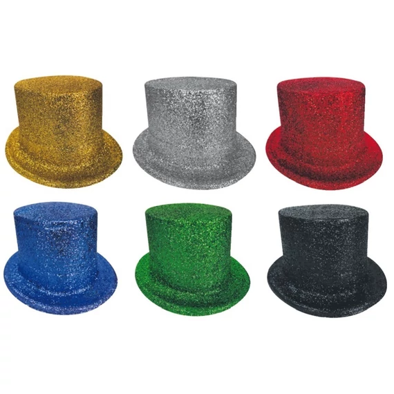 Csillámos parti cilinder 25 cm, több színben 13 cm magas