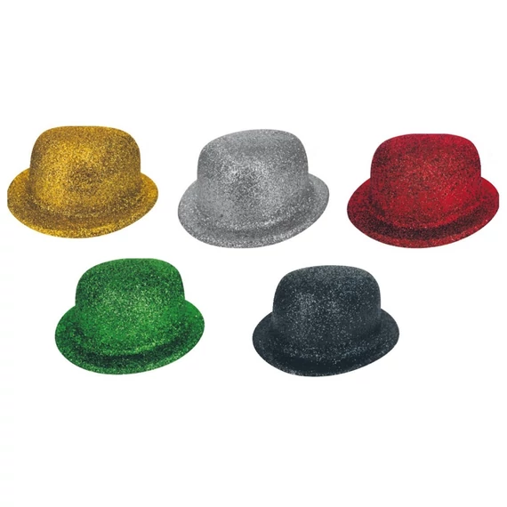 Csillámos parti kalap 23 cm, több színben, 10 cm magas