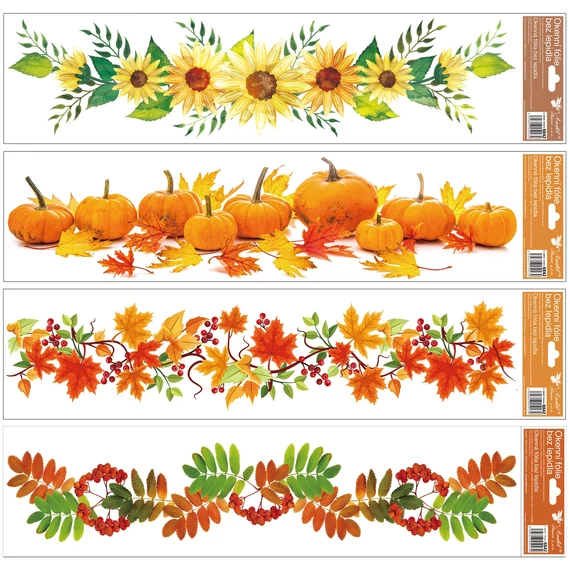 Ragasztó nélküli sztatikus ablakmatrica 64 x 15 cm - őszi motívumok