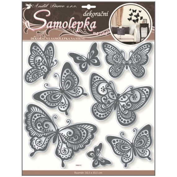 Falmatrica 3D pillangók tükör effektussal 30,5 x 30,5 cm