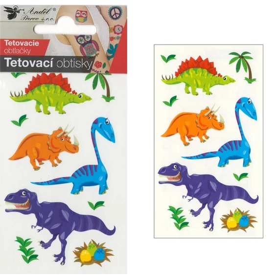 Tetováló matrica 6 x 10,5 cm  kis dínók