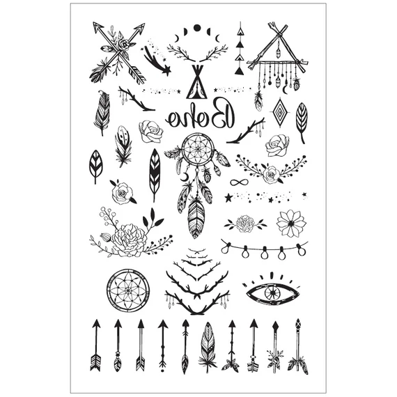 Tetováló matrica 8,5 x 13 cm boho