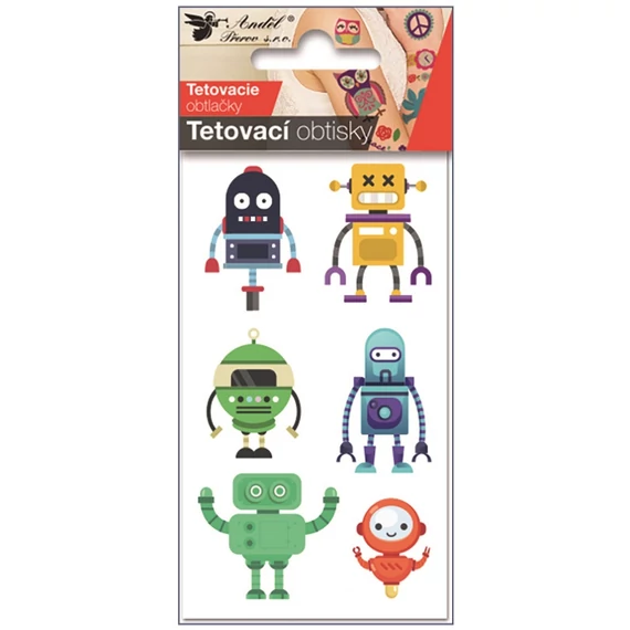 Tetováló matrica 7,5 x 12 cm robotok