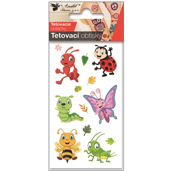 Tetováló matrica 7,5 x 12 cm bogárkák