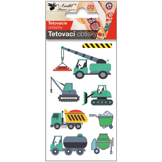 Tetováló matrica 6 x 10,5 cm  építőipari gépek