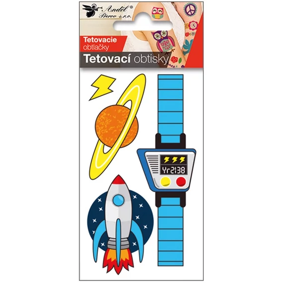 Tetováló matrica 6 x 10,5 cm  Űr