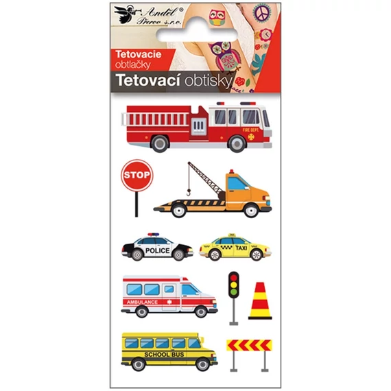 Tetováló matrica 6 x 10,5 cm  Közlekedési eszközök