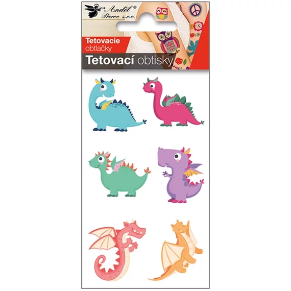 Tetováló matrica 6 x 10,5 cm színes   dínók