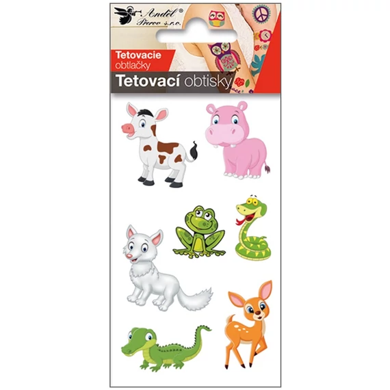 Tetováló matrica 6 x 10,5 cm  vidám állatkák
