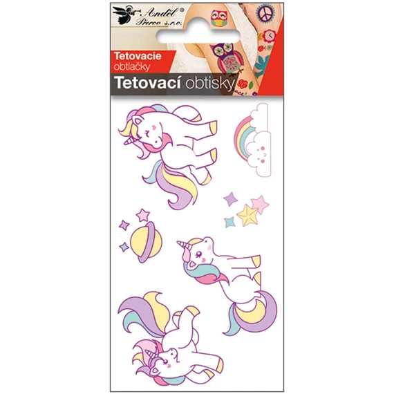 Tetováló matrica 6 x 10,5 cm   három egyszarvú