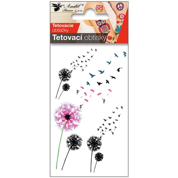 Tetováló matrica, 10,5 x 6 cm , gyermekláncfű