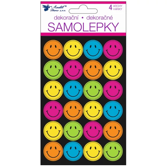 Matrica neon emojik, 4 ív, 10 x 15 cm