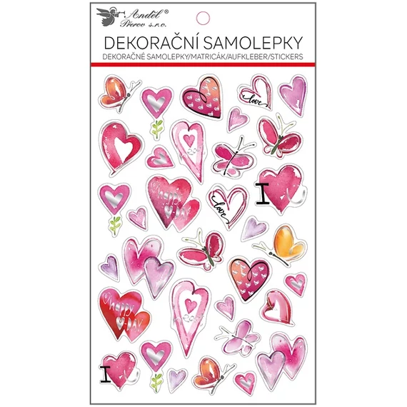 Matrica  14,5 x 25 cm  - Csillogó szívek