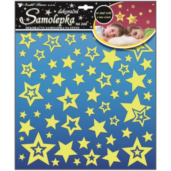 Matrica sötétben világító glitteres  csillagok 31 x 31 cm