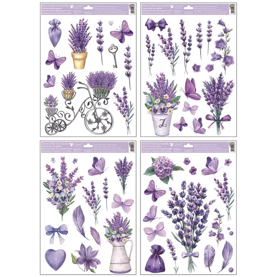 Ablakmatrica csillámos levendulák 30 x 42 cm / 1 db