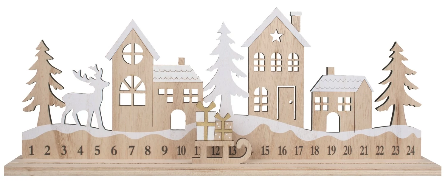 Fa adventi naptár szánkóval 40x16x5 cm