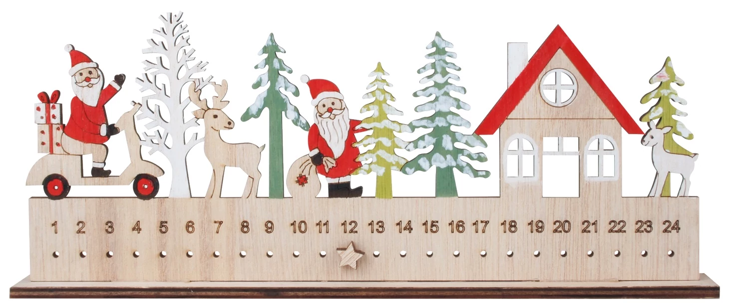 Fa adventi naptár télapóval  25x10 cm