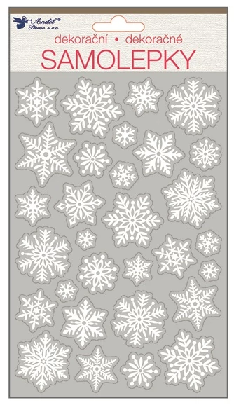 Matrica 14 x 25 cm  - Csillámos fehér hópelyhek