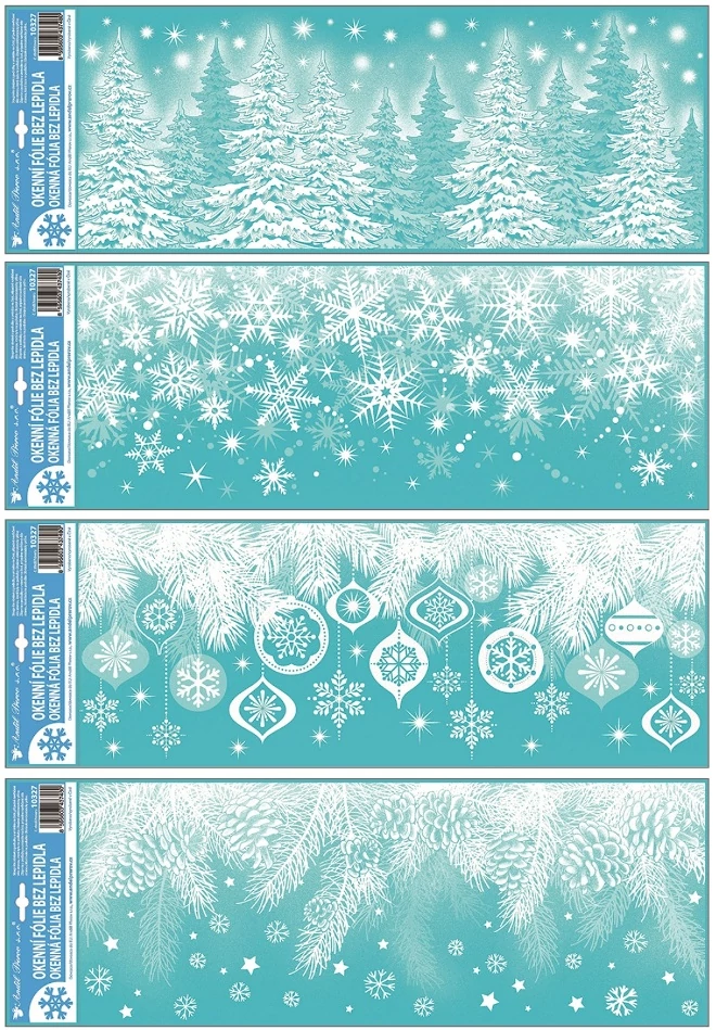 Ablakmatrica 60 x 21 cm - Csillámos téli grafikák