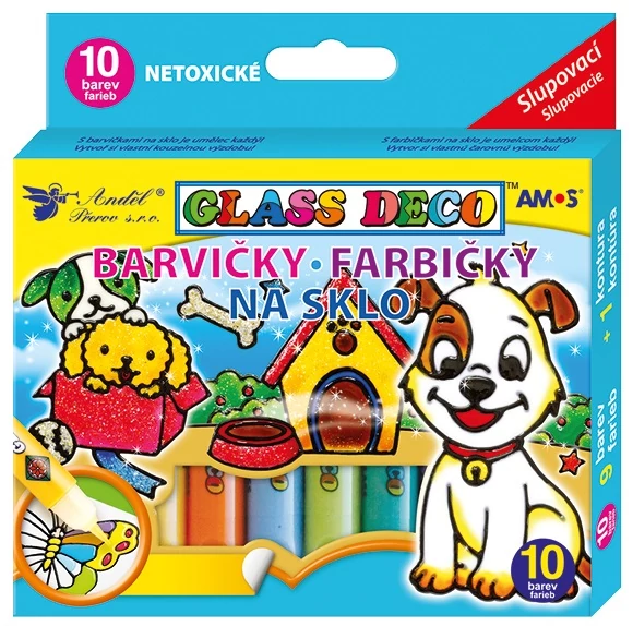Üvegfesték  készlet   10 szín x 10,5 ml  + fóliák és sablonok