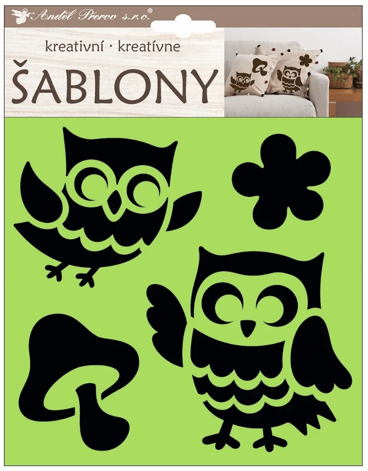 Sablon laminált papírból 17,5 x 18 cm - Baglyok