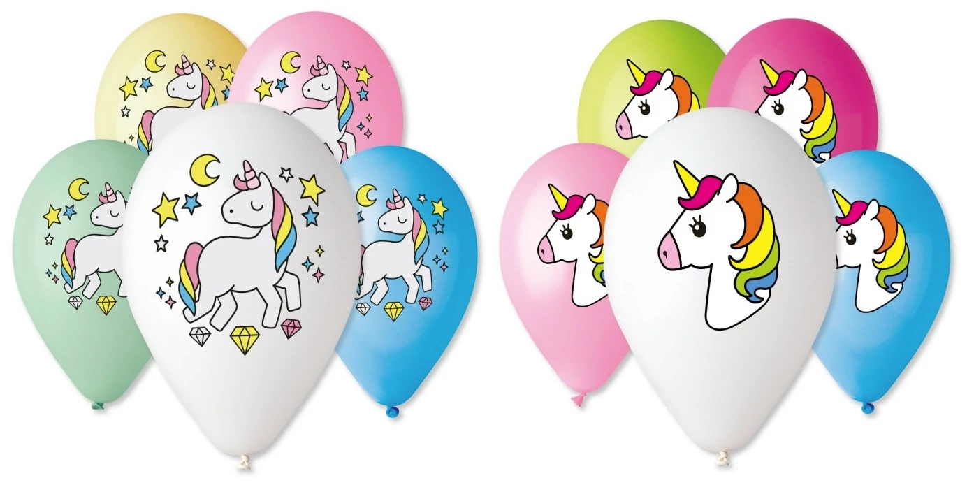 Nyomtatott lufi 30 cm / 5 db - Egyszarvú